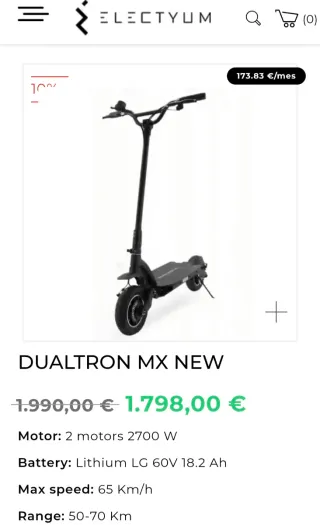 Patinete Eléctrico New Dualtron MX