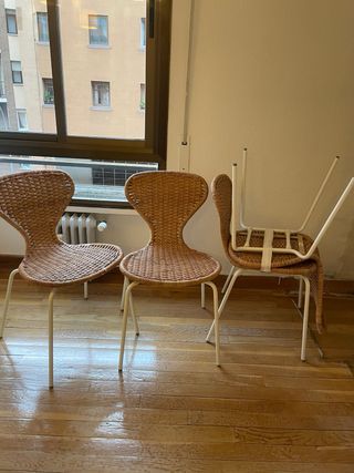 4 Sillas Ikea Mimbre y Metal