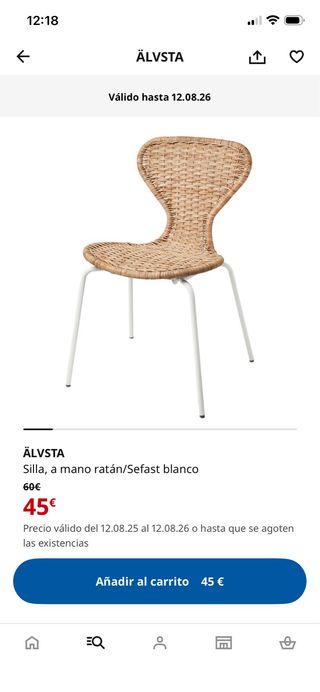 4 Sillas Ikea Mimbre y Metal