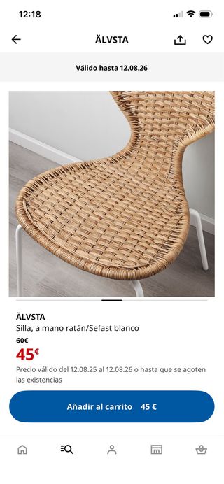 4 Sillas Ikea Mimbre y Metal