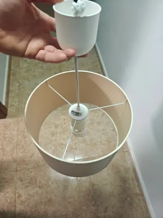 Lámpara de techo tela beige y blanco