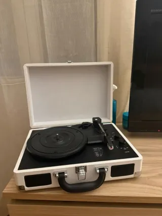 Tocadiscos Portátil Blanco y Negro