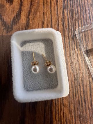 Pendientes Perla Plata primera 1ª Ley Baño Dorado