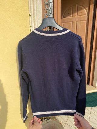 Cardigan Lacoste Blu/Bianco Uomo