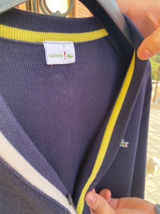 Cardigan Lacoste Blu/Bianco Uomo