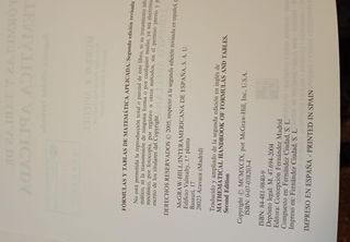 Manual de fórmulas y tablas de Matemática aplicada