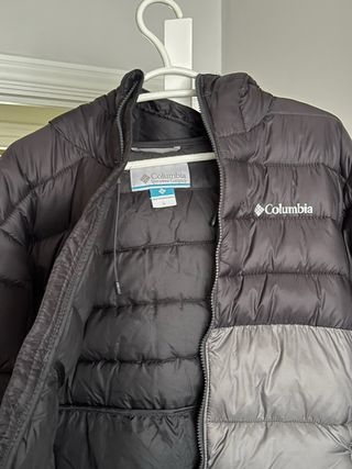 Abrigo Columbia Plumas Negro/Gris Talla L