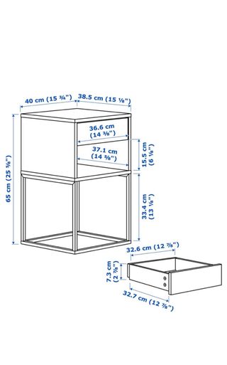 Mesita de noche Vikhammer Ikea blanca 40x39