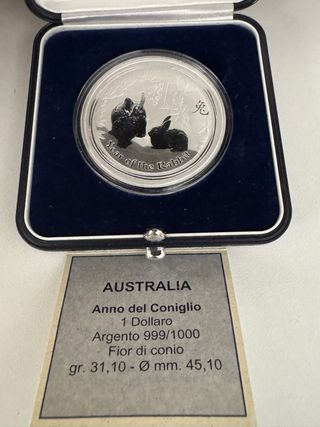 Moneda Plata Año del Conejo