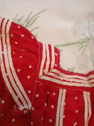 Vestido Muñeca Jumeau Rojo Lunares