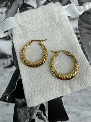 Pendientes Aro Dorados Martillados