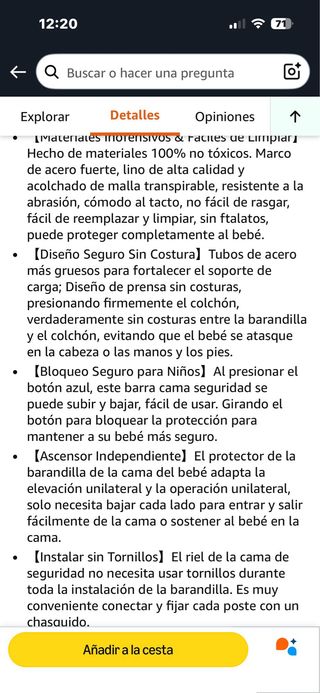 Barrera Cama Matrimonio 200cm