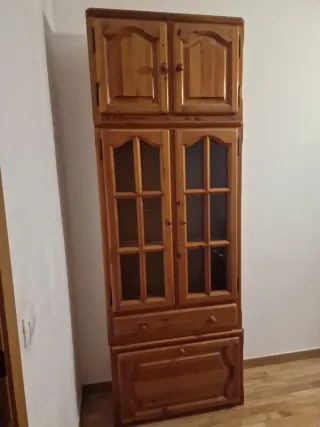 Mueble de madera y cristal 3 piezas