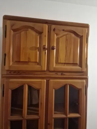 Mueble de madera y cristal 3 piezas