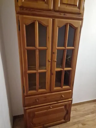Mueble de madera y cristal 3 piezas