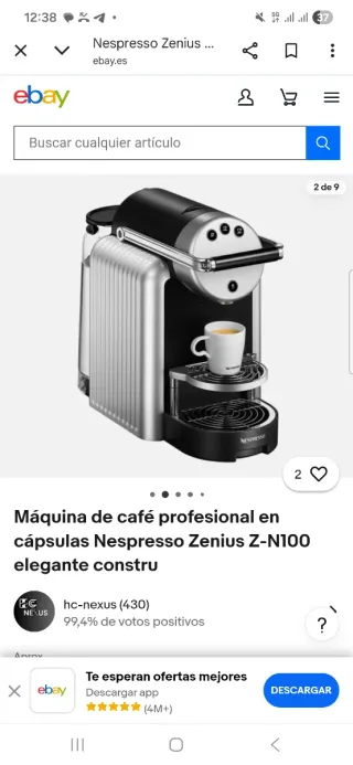 Cafetera Nespresso Zenius Z-N100