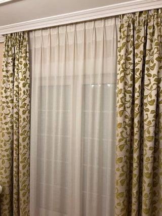 2 Cortinas Verdes y Plateadas
