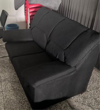Sofá 2 plazas negro tela