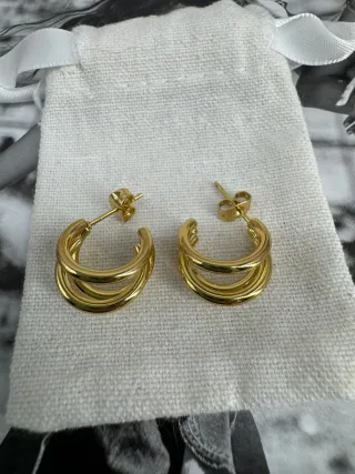 Pendientes Aro Doble Bañados en Oro
