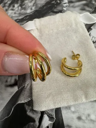 Pendientes Aro Doble Bañados en Oro