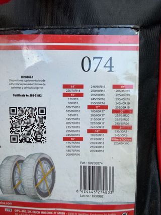 Cadenas para nieve DANOKAR Talla 074