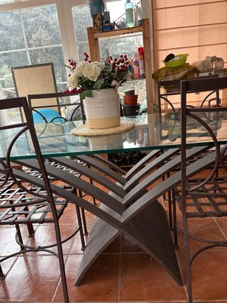 Conjunto de diseño artesanal cristal y metal