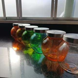 Set 6 Botes Cristal Cocina Tapa Metal