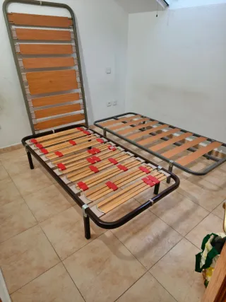 Camas individuales 80cm metal y madera