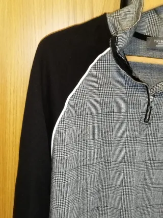 Sudadera Primark QuarterZip Cuadros Príncipe Gales