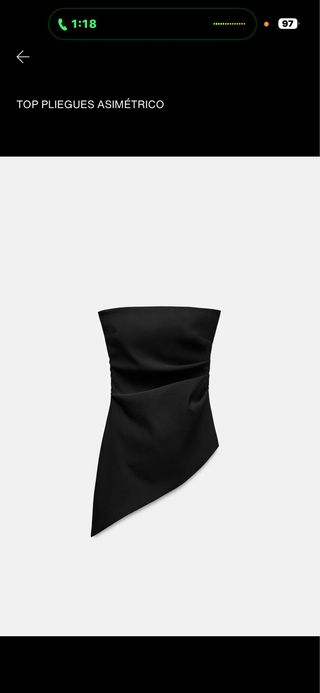 Top Zara Asimétrico Negro XXS