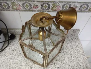 Lámpara de techo de bronce y cristal