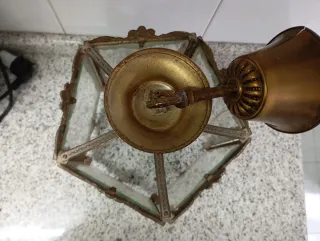 Lámpara de techo de bronce y cristal