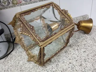 Lámpara de techo de bronce y cristal