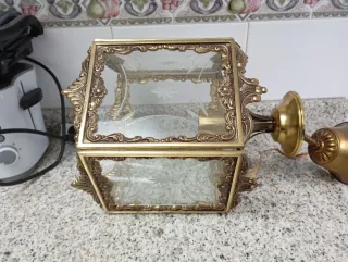 Lámpara de techo de bronce y cristal