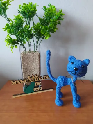 Gato Amigurumi Azul Tejido