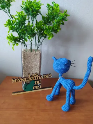 Gato Amigurumi Azul Tejido