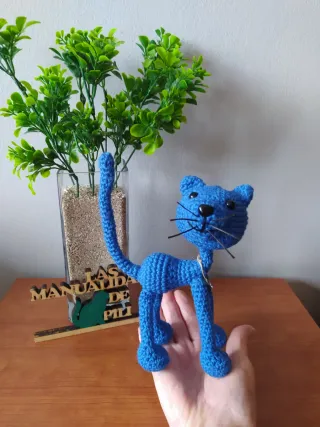Gato Amigurumi Azul Tejido