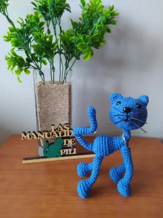 Gato Amigurumi Azul Tejido