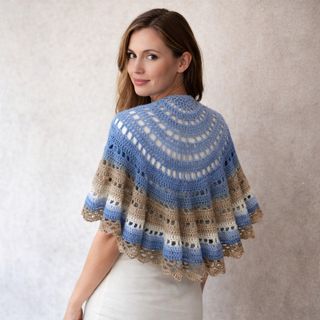 Sciarpa uncinetto beige e blu