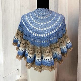 Sciarpa uncinetto beige e blu