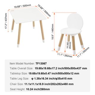 Mobili Bambini 1 Tavolo + 2 Sedie 500x500x437 mm