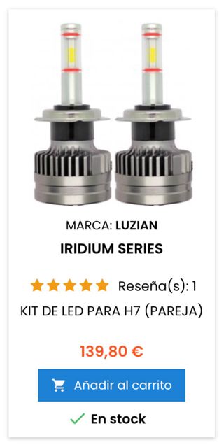 Kit Luces LED H7 Luzian Iridium Series