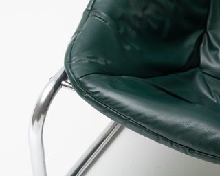 Poltrona in pelle verde tubolare mid-century