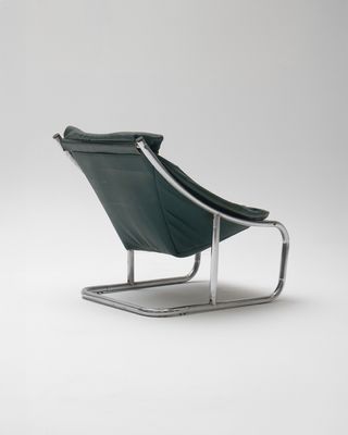 Poltrona in pelle verde tubolare mid-century