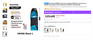 Saco 5° Naturehike CW400 Talla L