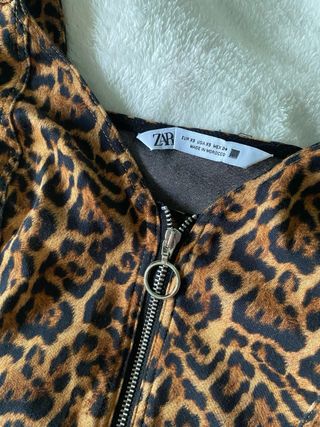 Top Zara Animal Print Cremallera