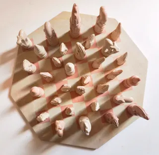 Juego ajedrez de piedra/mármol tallado  octogonal