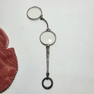 Occhiali da vista lorgnette del'800 manico argento