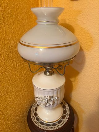 Lámpara de mesa porcelana y cristal