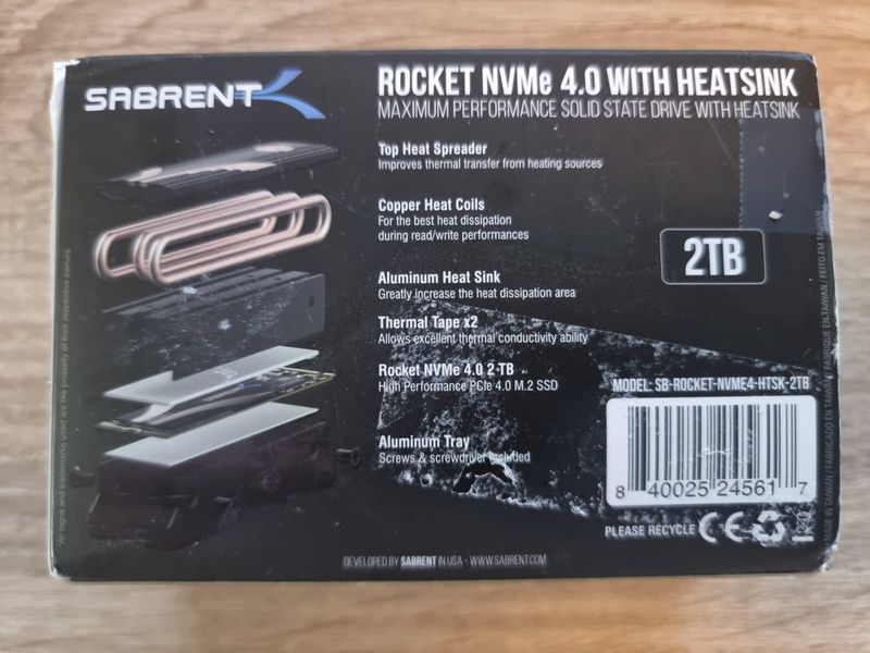 Disco Duro SSD Sabrent Rocket NVMe 4.0 2TB afbeelding 2